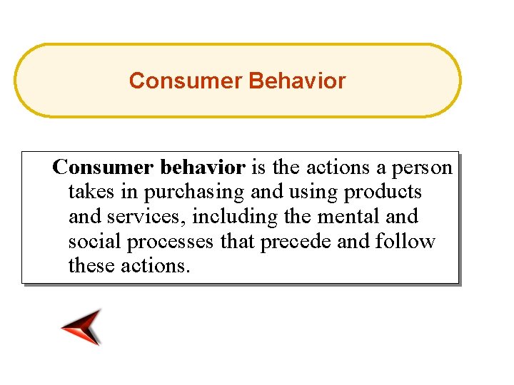 Consumer Behavior Consumer behavior is the actions a person takes in purchasing and using