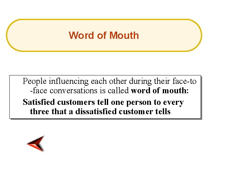 Word of Mouth People influencing each other during their face-to -face conversations is called