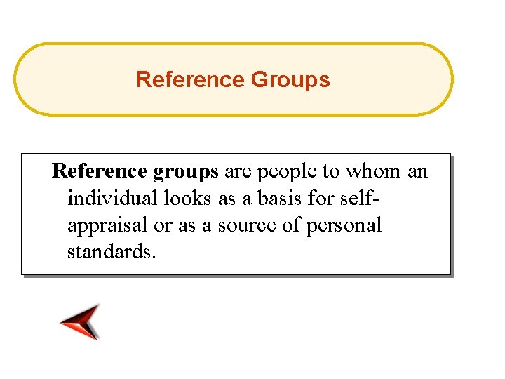 Reference Groups Reference groups are people to whom an individual looks as a basis
