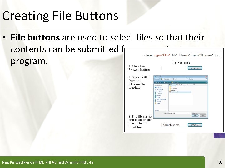Creating File Buttons XP • File buttons are used to select files so that