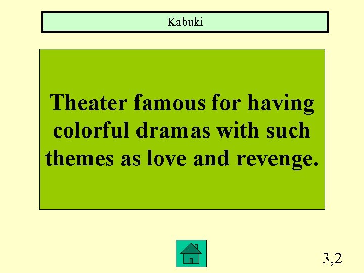 Kabuki Theater famous for having colorful dramas with such themes as love and revenge.