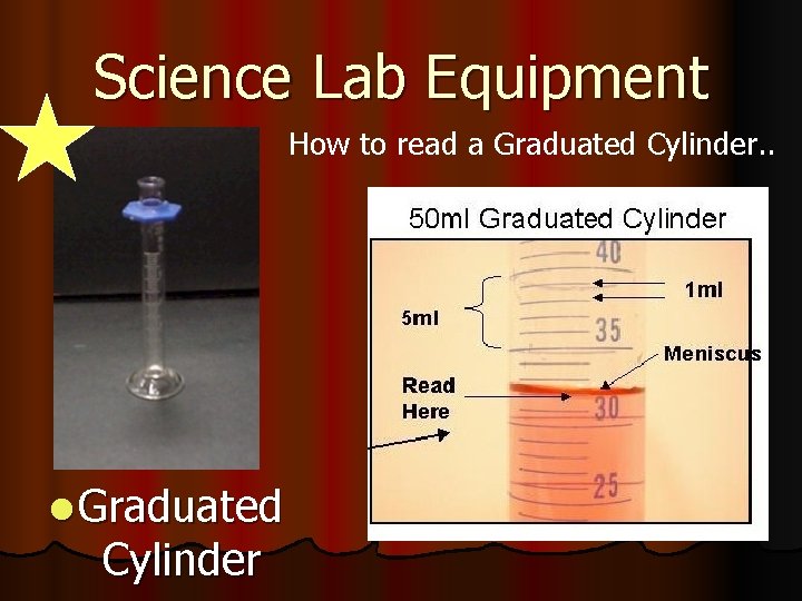 Science Lab Equipment How to read a Graduated Cylinder. . l Graduated Cylinder 