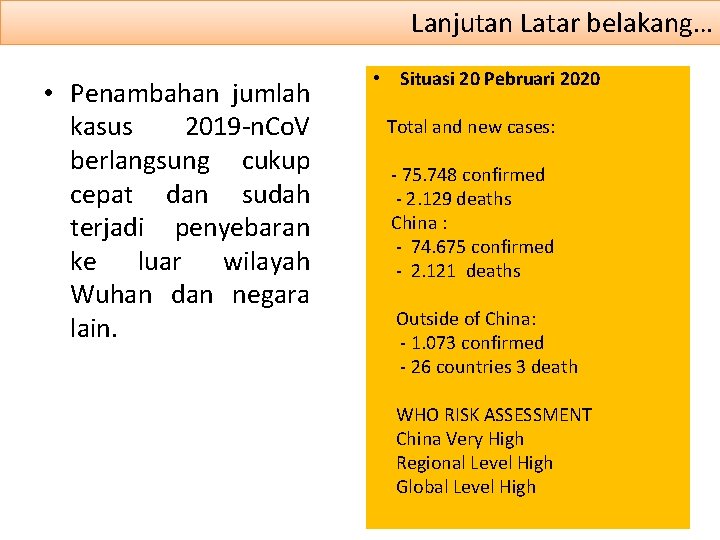 Lanjutan Latar belakang… • Penambahan jumlah kasus 2019 -n. Co. V berlangsung cukup cepat