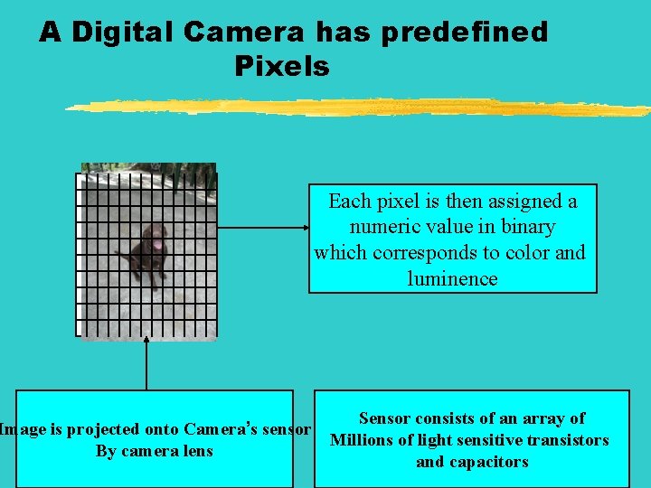 A Digital Camera has predefined Pixels Image is projected onto Camera’s sensor By camera
