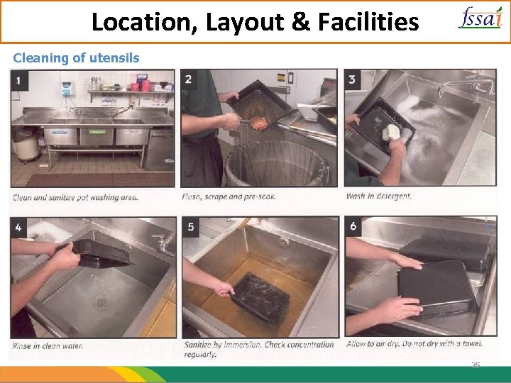 Location, Layout & Facilities Cleaning of utensils 35 