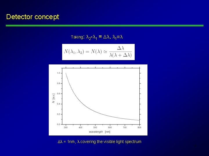 Detector concept Taking: 2 - 1 = , 1 = 1 nm, covering the