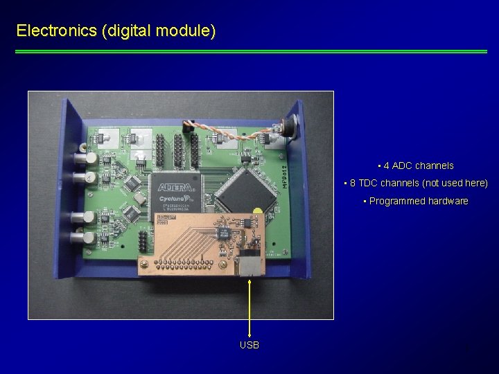 Electronics (digital module) • 4 ADC channels • 8 TDC channels (not used here)