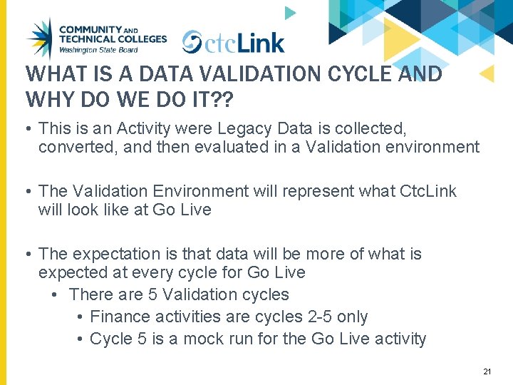 WHAT IS A DATA VALIDATION CYCLE AND WHY DO WE DO IT? ? •