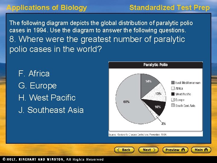 Applications of Biology Standardized Test Prep The following diagram depicts the global distribution of
