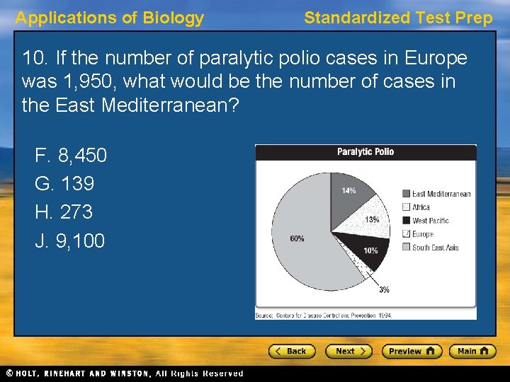 Applications of Biology Standardized Test Prep 10. If the number of paralytic polio cases