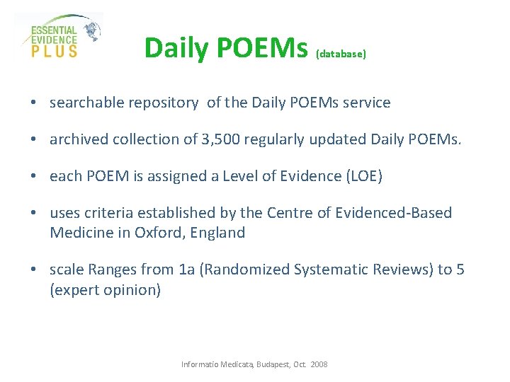 Daily POEMs (database) • searchable repository of the Daily POEMs service • archived collection