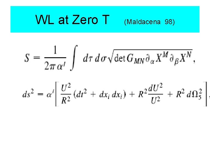 WL at Zero T (Maldacena 98) 