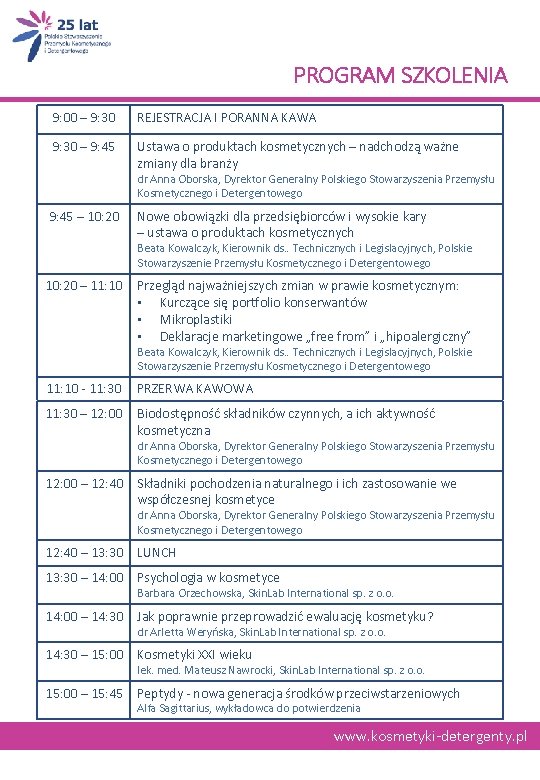 PROGRAM SZKOLENIA 9: 00 – 9: 30 REJESTRACJA I PORANNA KAWA 9: 30 –