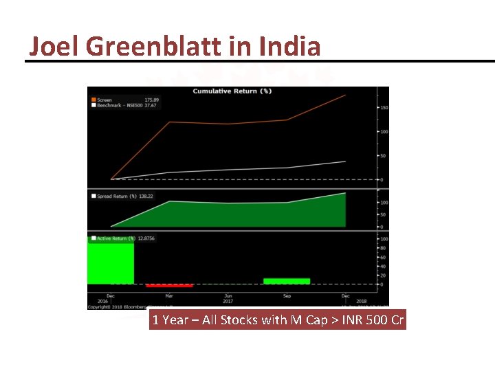 Joel Greenblatt in India 1 Year – All Stocks with M Cap > INR
