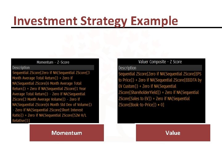 Investment Strategy Example Momentum Value 