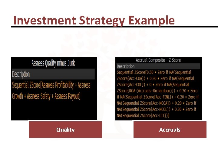 Investment Strategy Example Quality Accruals 