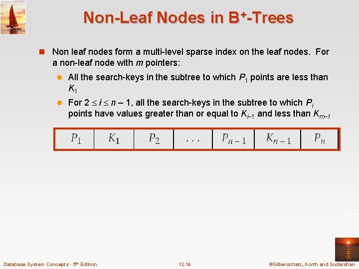 Non-Leaf Nodes in B+-Trees n Non leaf nodes form a multi-level sparse index on Non-Leaf Nodes in B+-Trees n Non leaf nodes form a multi-level sparse index on