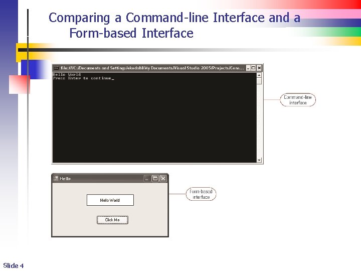 Comparing a Command-line Interface and a Form-based Interface Slide 4 Comparing a Command-line Interface and a Form-based Interface Slide 4