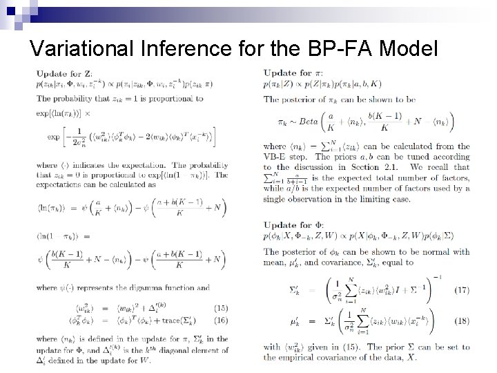 Variational Inference for the BP-FA Model 