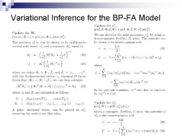 Variational Inference for the BP-FA Model 