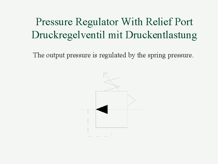 Pressure Regulator With Relief Port Druckregelventil mit Druckentlastung The output pressure is regulated by