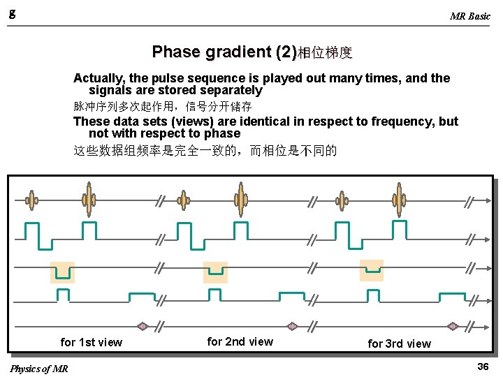 g MR Basic Phase gradient (2)相位梯度 Actually, the pulse sequence is played out many