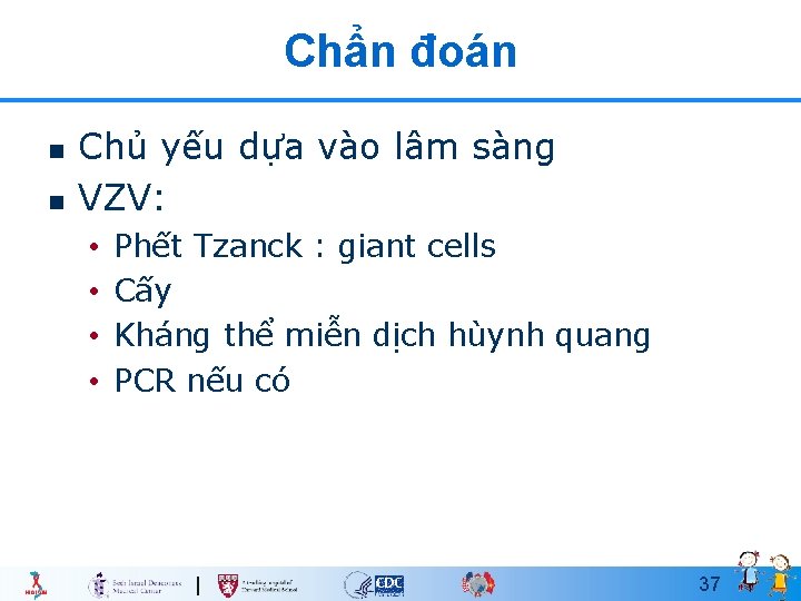 Chẩn đoán n n Chủ yếu dựa vào lâm sàng VZV: • • Phết