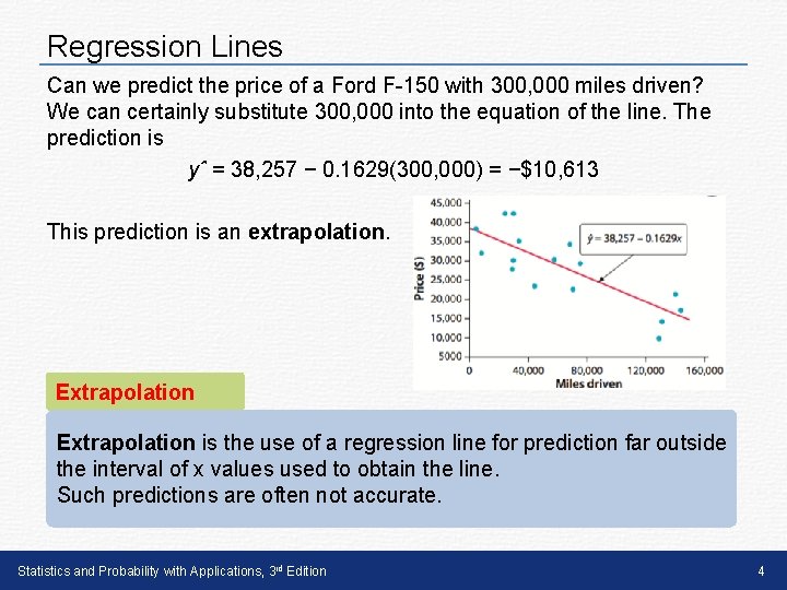 Regression Lines Can we predict the price of a Ford F-150 with 300, 000