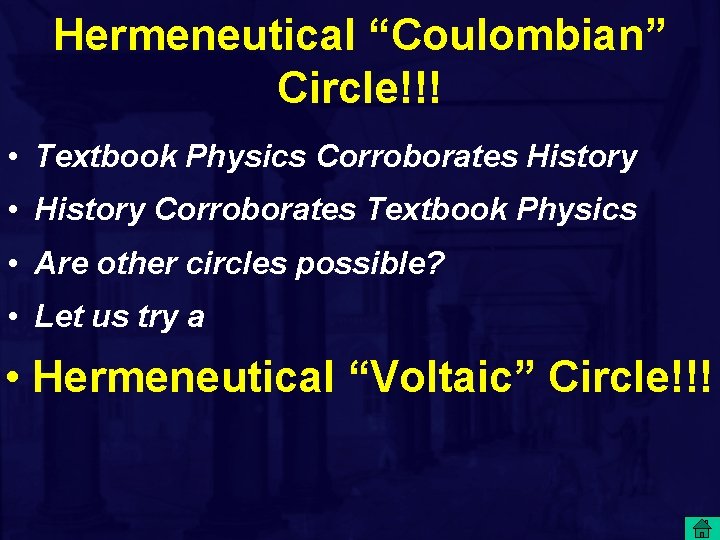 Hermeneutical “Coulombian” Circle!!! • Textbook Physics Corroborates History • History Corroborates Textbook Physics •