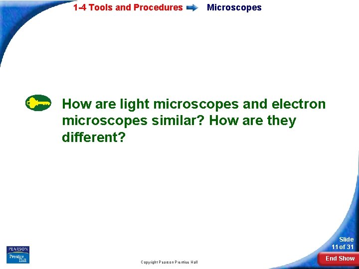 1 -4 Tools and Procedures Microscopes How are light microscopes and electron microscopes similar?