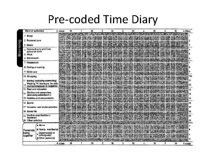 Pre-coded Time Diary 