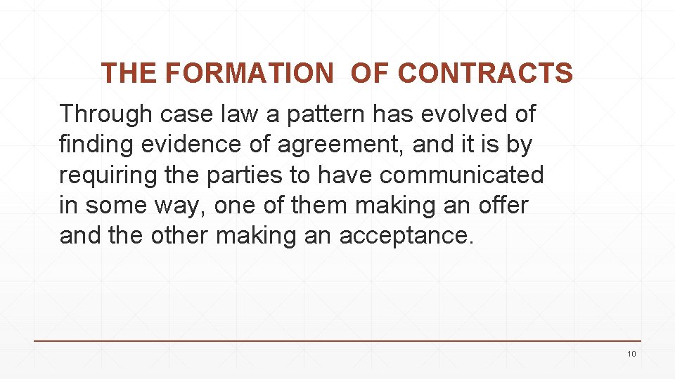 THE FORMATION OF CONTRACTS Through case law a pattern has evolved of finding evidence