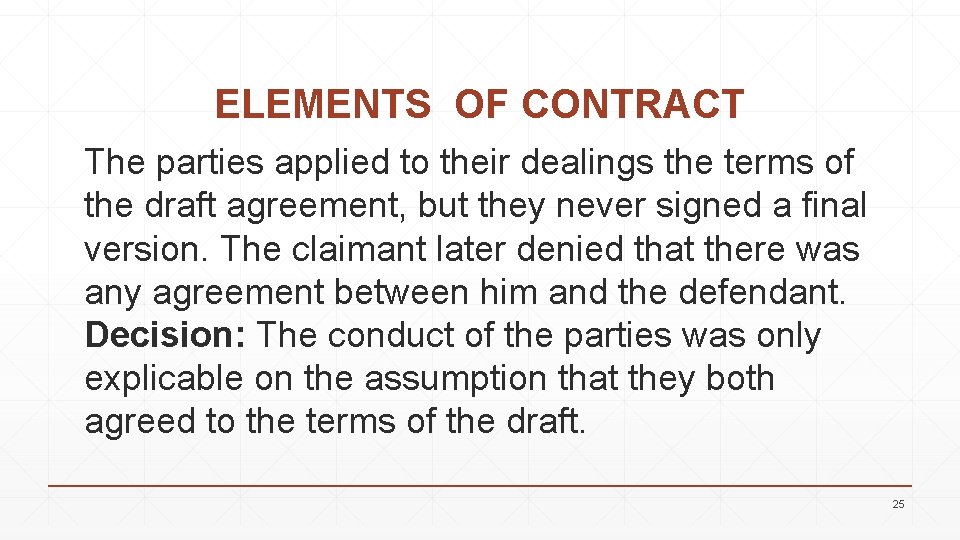 ELEMENTS OF CONTRACT The parties applied to their dealings the terms of the draft