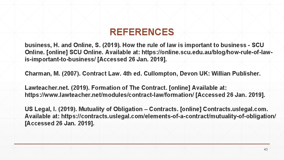 REFERENCES business, H. and Online, S. (2019). How the rule of law is important