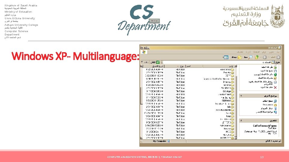 Kingdom of Saudi Arabia ﺍﻟﻤﻤﻠﻜﺔ ﺍﻟﻌﺮﺑﻴﺔ ﺍﻟﺴﻌﻮﺩﻳﺔ Ministry of Education ﻭﺯﺍﺭﺓ ﺍﻟﺘﻌﻠﻴﻢ Umm Al.