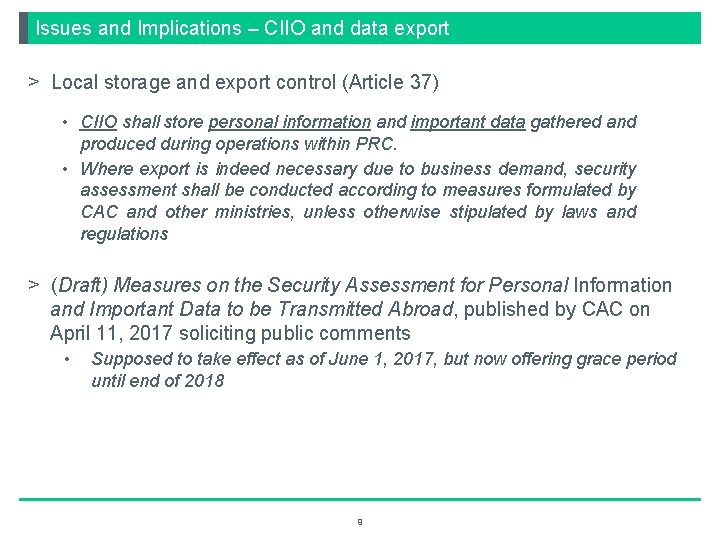 Issues and Implications – CIIO and data export > Local storage and export control