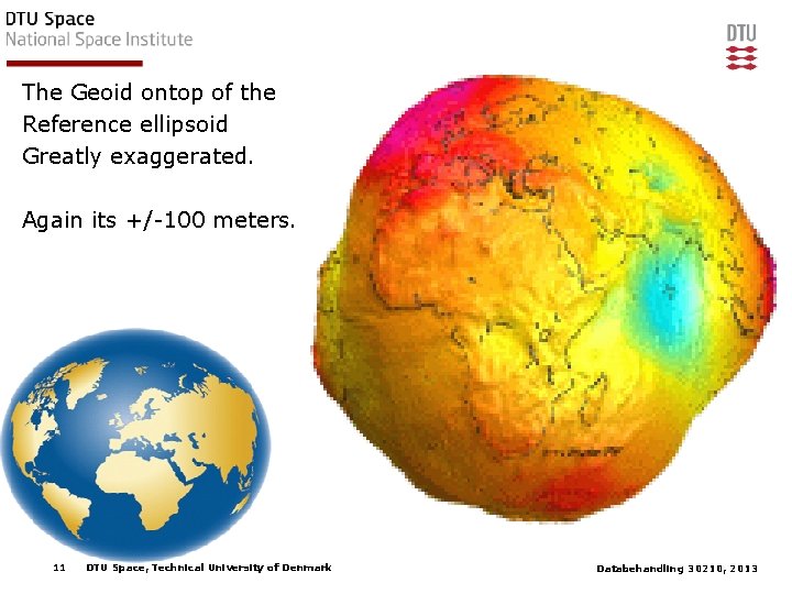 The Geoid ontop of the Reference ellipsoid Greatly exaggerated. Again its +/-100 meters. 11