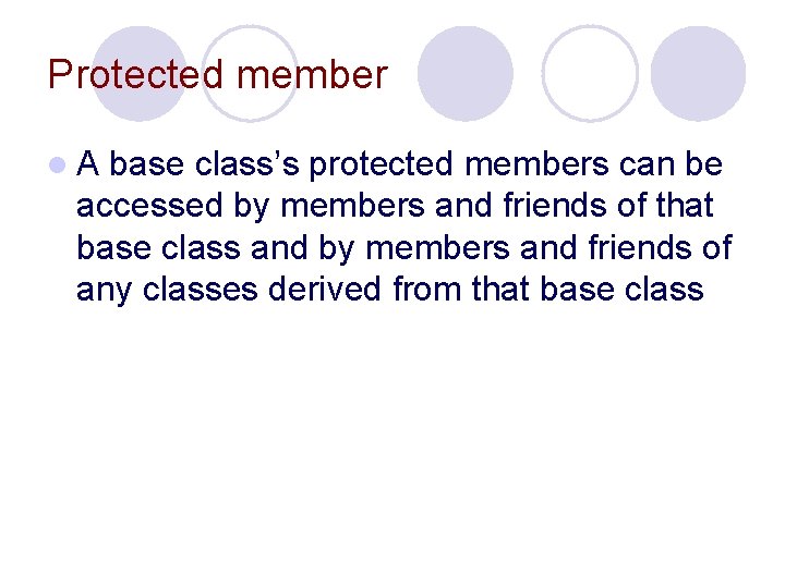 Protected member l. A base class’s protected members can be accessed by members and