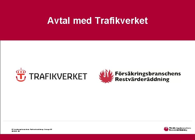 Avtal med Trafikverket © Försäkringsbranschens Restvärderäddning i Sverige AB, 2016 -01 -26 