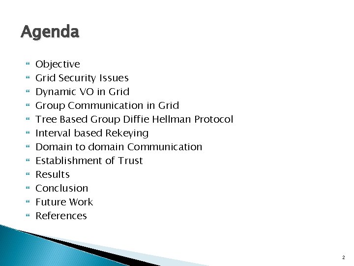 Agenda Objective Grid Security Issues Dynamic VO in Grid Group Communication in Grid Tree
