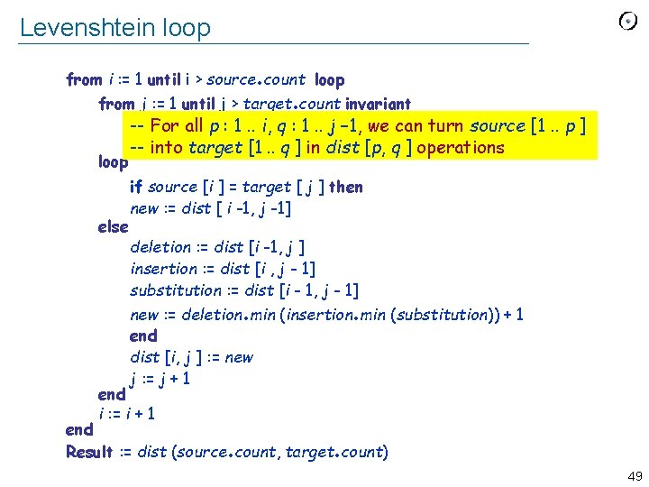 Levenshtein loop . from i : = 1 until i > source count loop