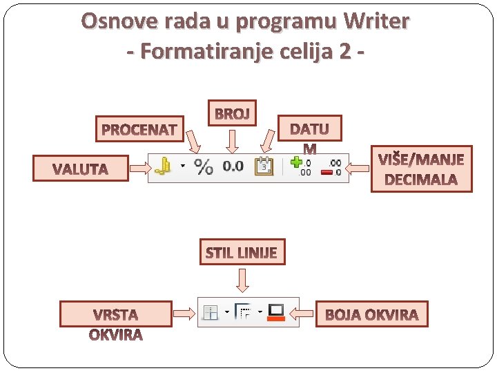 Osnove rada u programu Writer - Formatiranje celija 2 - 