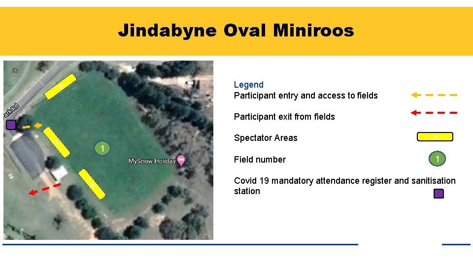 Jindabyne Oval Miniroos x Legend Participant entry and access to fields Spectator Areas x