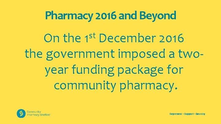 Pharmacy 2016 and Beyond On the 1 st December 2016 the government imposed a