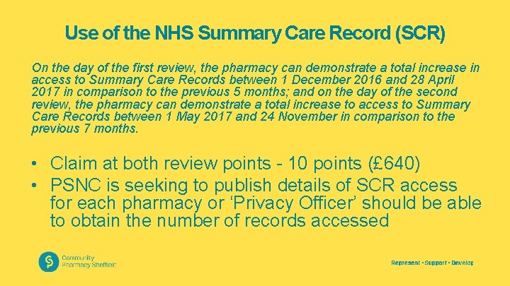Use of the NHS Summary Care Record (SCR) On the day of the first
