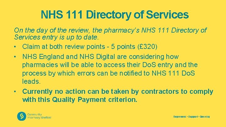 NHS 111 Directory of Services On the day of the review, the pharmacy’s NHS