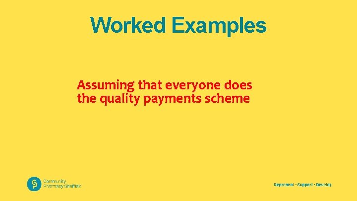 Worked Examples Assuming that everyone does the quality payments scheme 