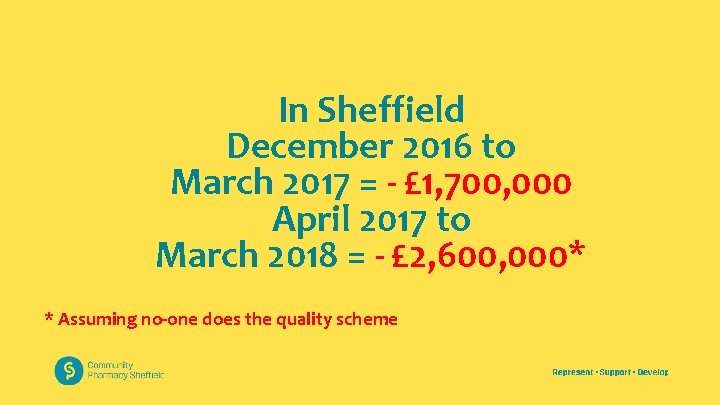 In Sheffield December 2016 to March 2017 = - £ 1, 700, 000 April