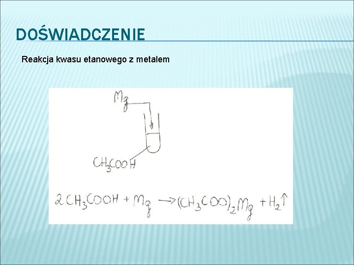 DOŚWIADCZENIE Reakcja kwasu etanowego z metalem 