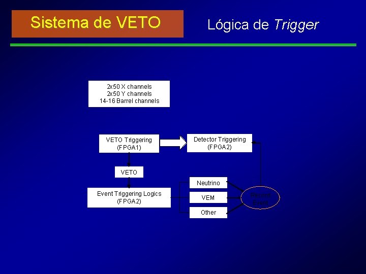 Sistema de VETO Lógica de Trigger 2 x 50 X channels 2 x 50